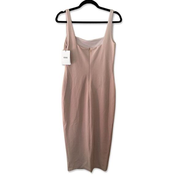 Nookie Sz L Rendezvous Nude Pink Midi Dress body con Stretch NWT $239 Revolve - Picture 6 of 12